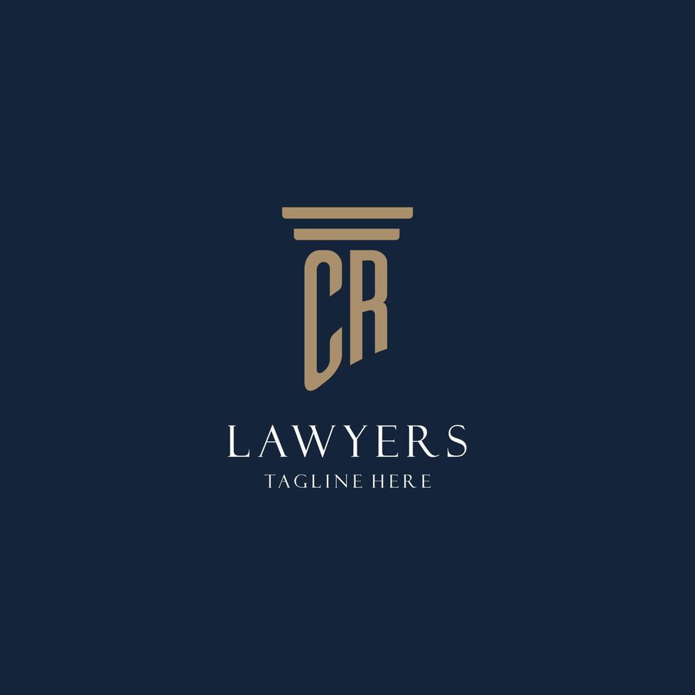 cr logo monogramme initial pour cabinet d'avocats, avocat, avocat avec style pilier vecteur