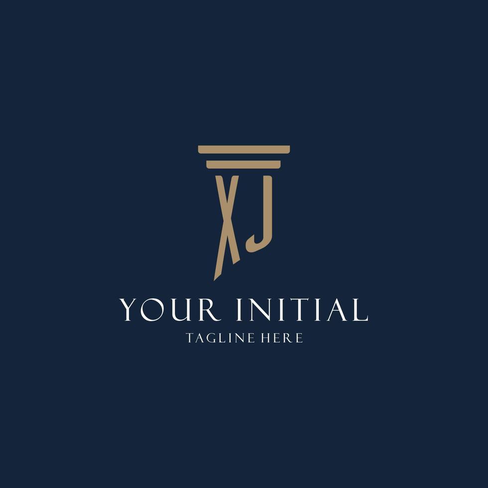 xj logo monogramme initial pour cabinet d'avocats, avocat, avocat avec style pilier vecteur