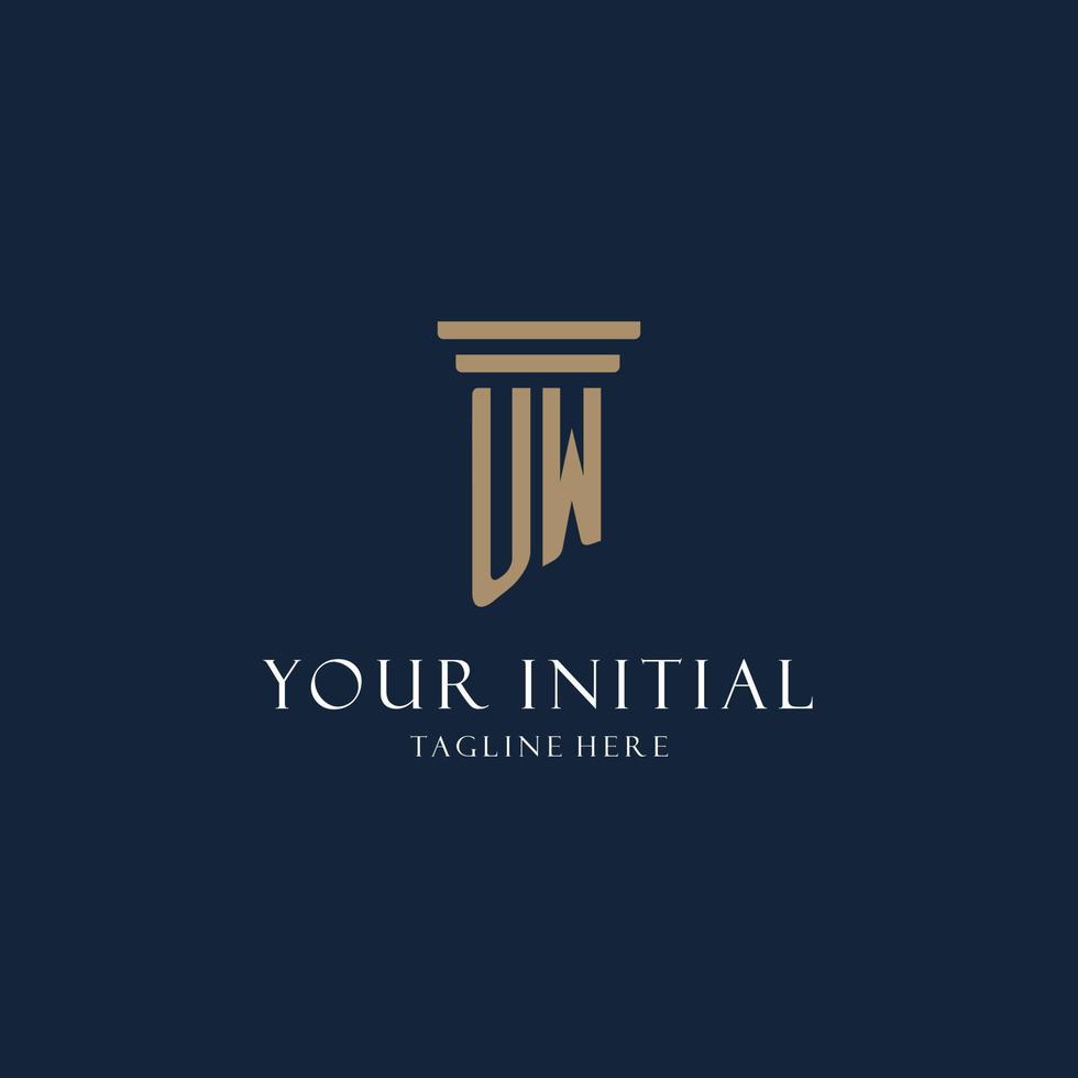 uw logo monogramme initial pour cabinet d'avocats, avocat, avocat avec style pilier vecteur