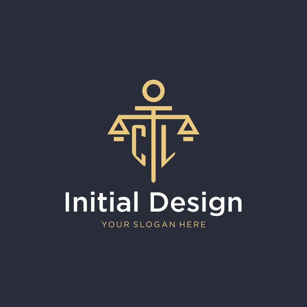 logo monogramme initial cl avec design de style échelle et pilier vecteur