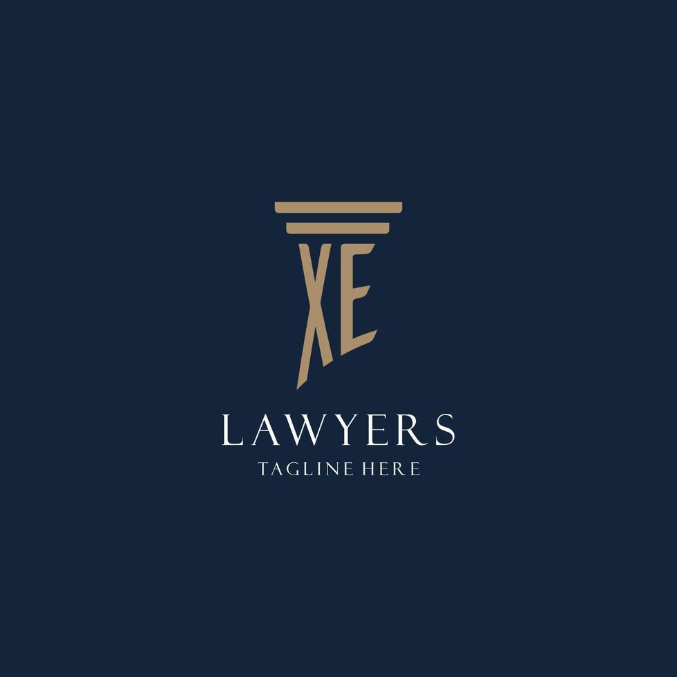 xe logo monogramme initial pour cabinet d'avocats, avocat, avocat avec style pilier vecteur