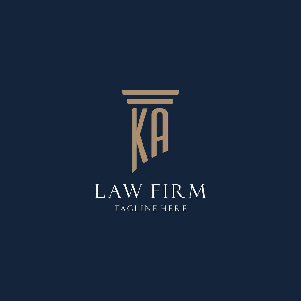 ka logo monogramme initial pour cabinet d'avocats, avocat, avocat avec style pilier vecteur