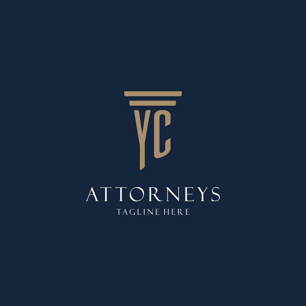 yc logo monogramme initial pour cabinet d'avocats, avocat, avocat avec style pilier vecteur