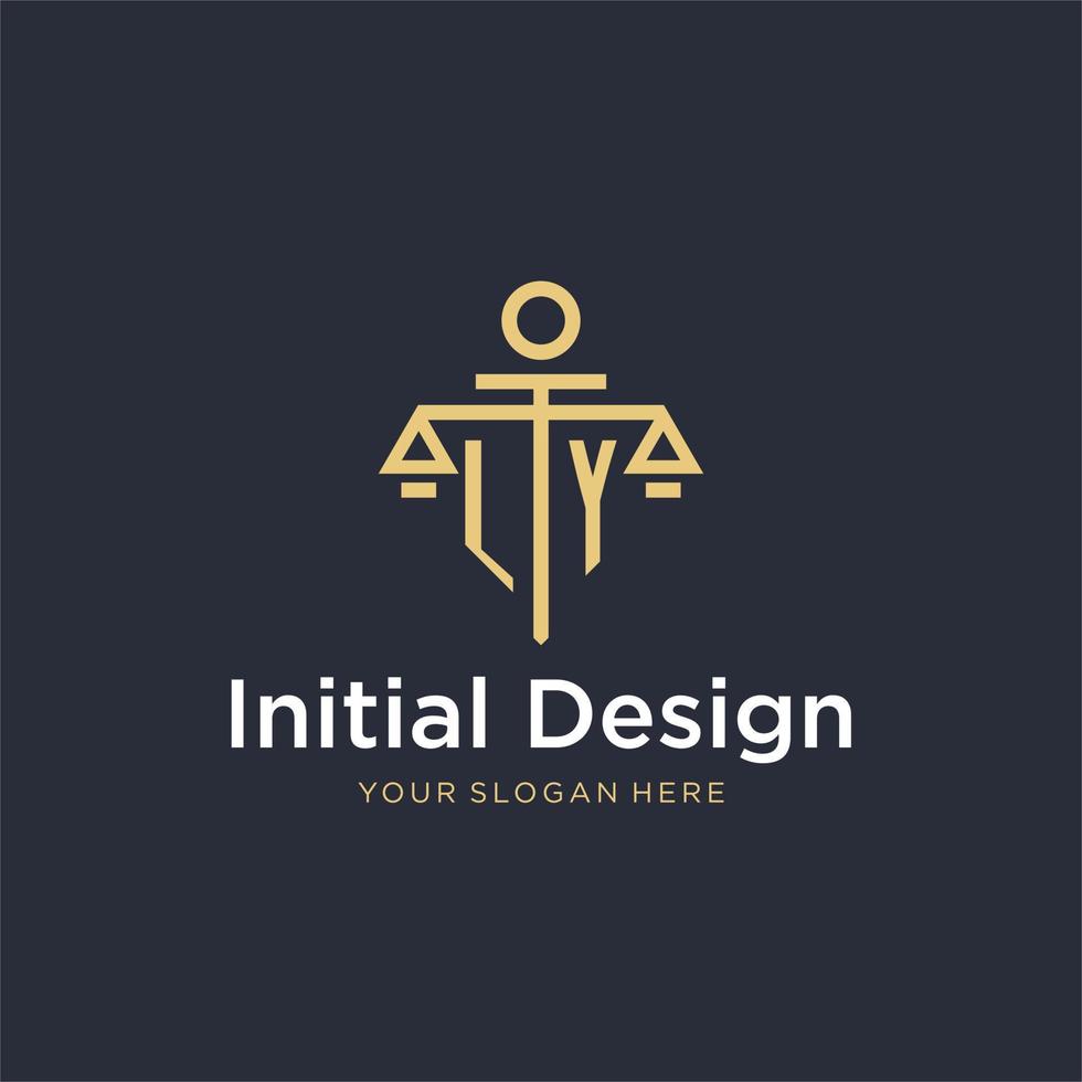 logo monogramme initial ly avec un design de style échelle et pilier vecteur