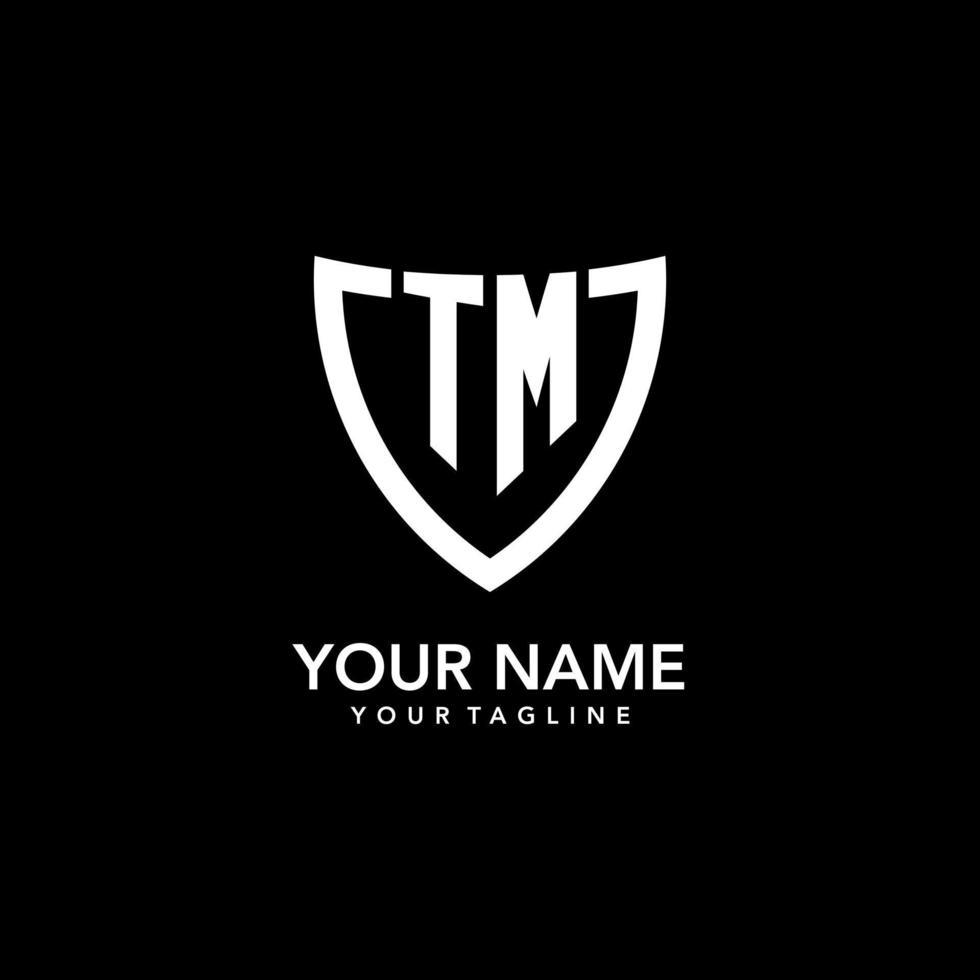 logo initial du monogramme tm avec un design d'icône de bouclier moderne et épuré vecteur