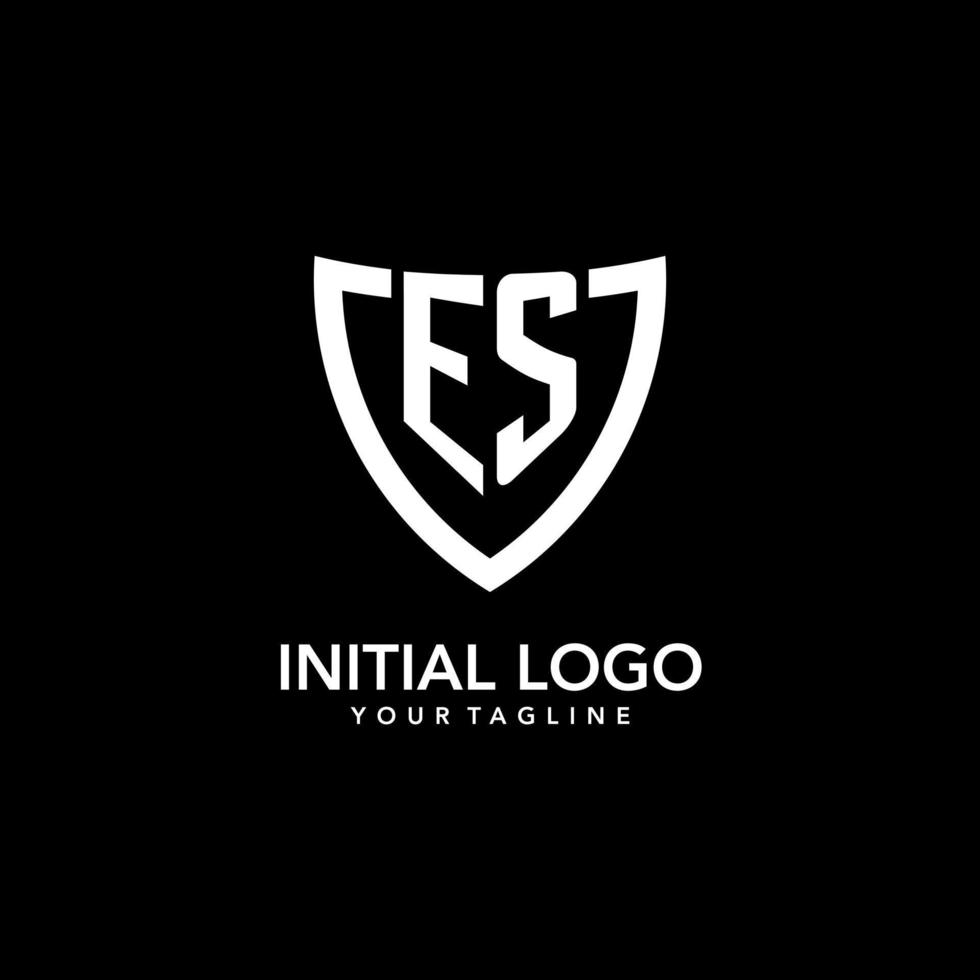 logo initial monogramme es avec un design d'icône de bouclier moderne et propre vecteur