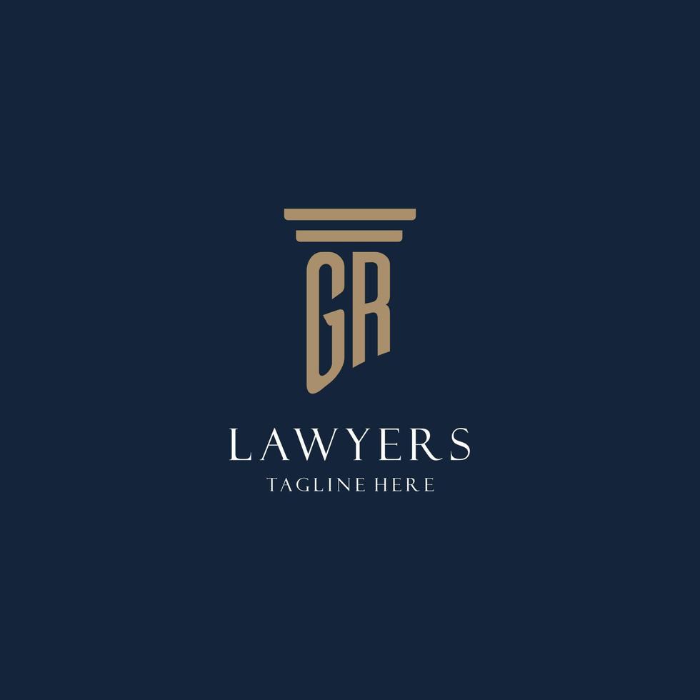 gr logo monogramme initial pour cabinet d'avocats, avocat, avocat avec style pilier vecteur