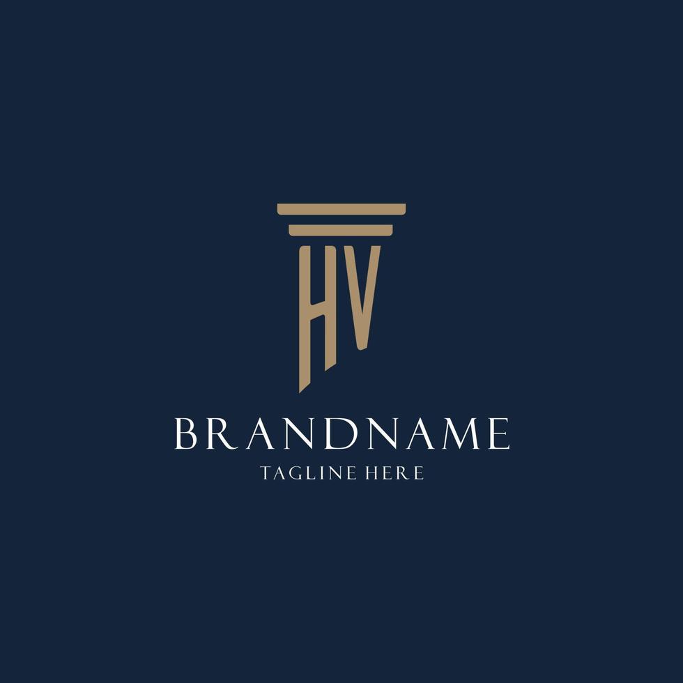 logo monogramme initial hv pour cabinet d'avocats, avocat, avocat avec style pilier vecteur