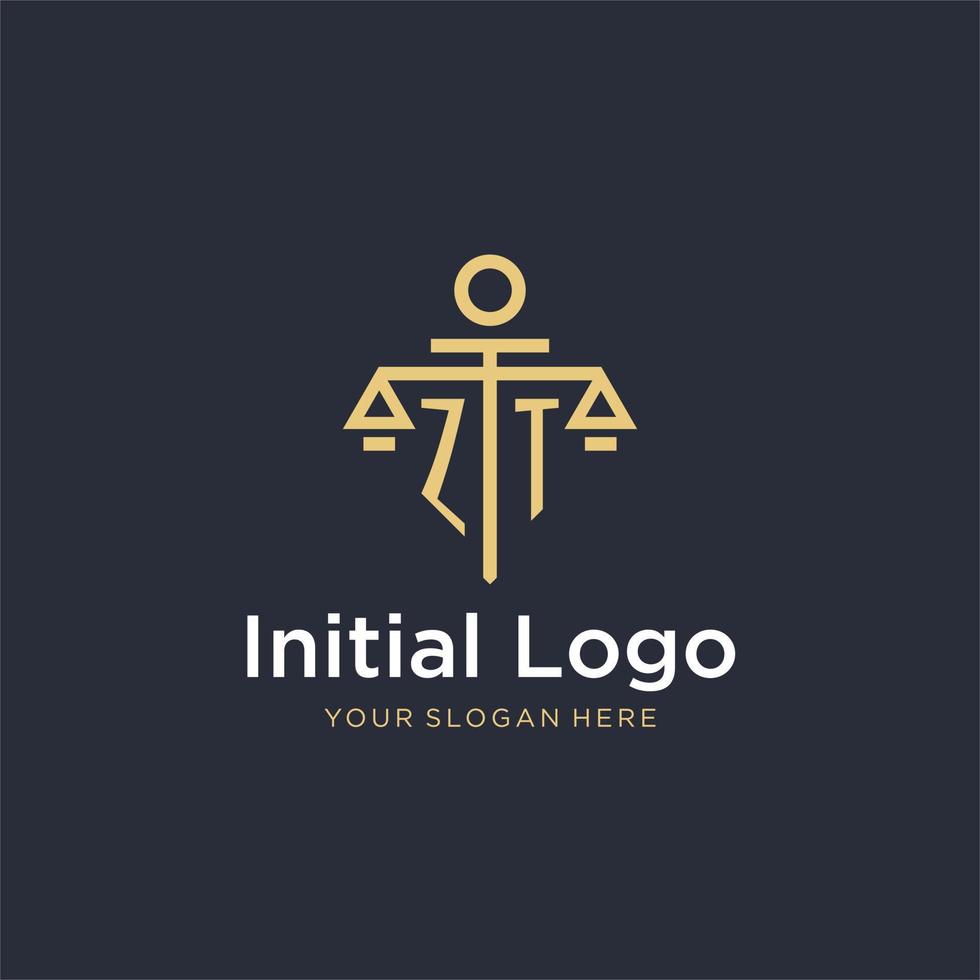 logo monogramme initial zt avec design de style échelle et pilier vecteur