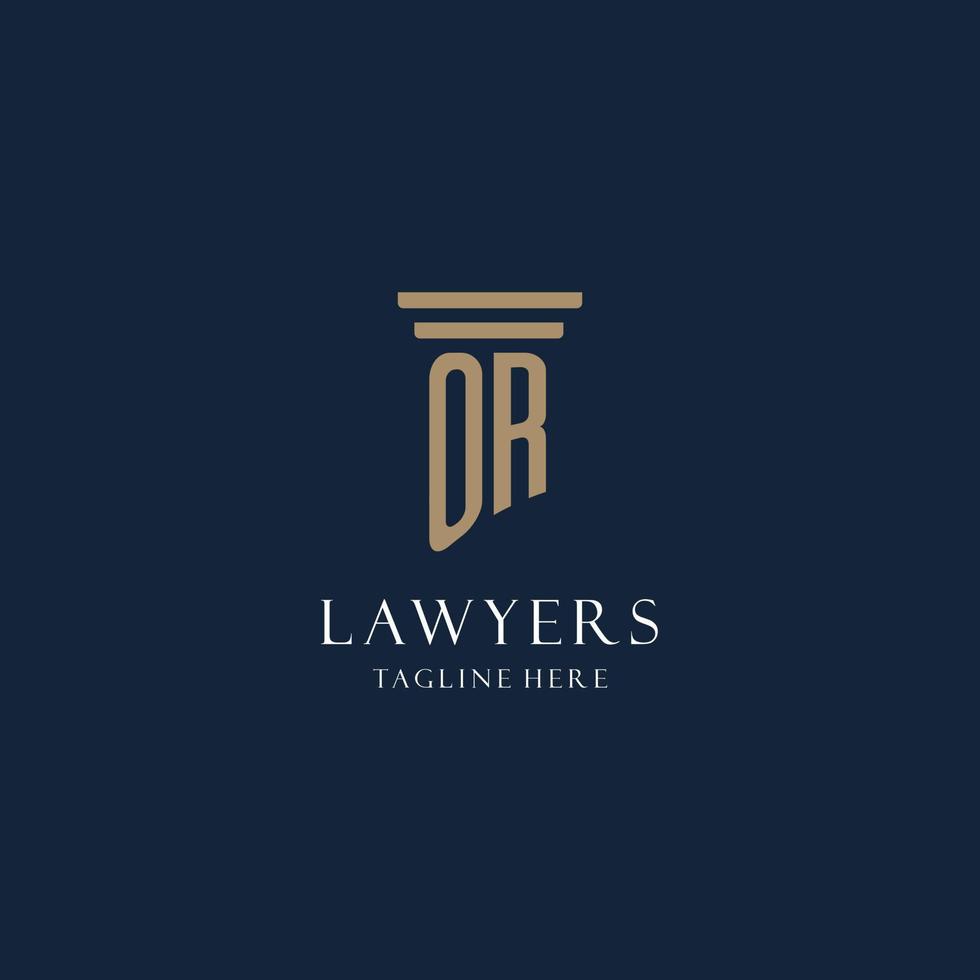 ou logo monogramme initial pour cabinet d'avocats, avocat, avocat avec style pilier vecteur