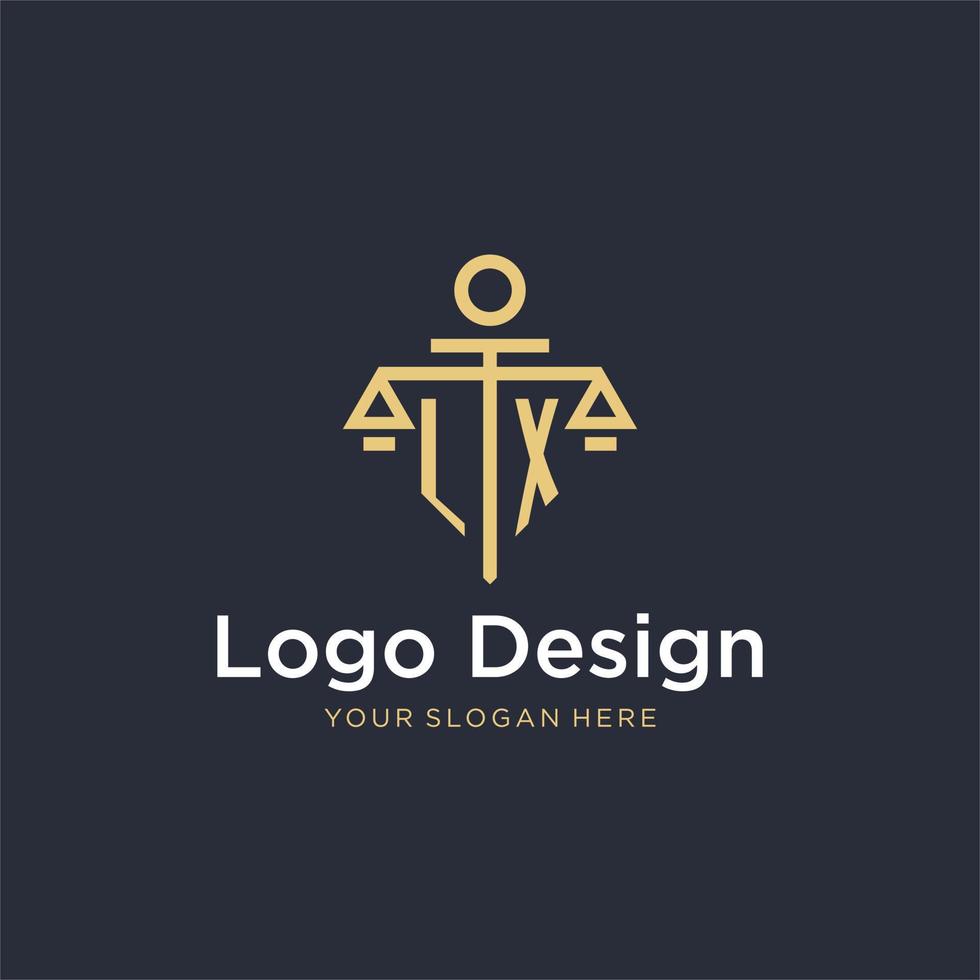 logo monogramme initial lx avec un design de style échelle et pilier vecteur