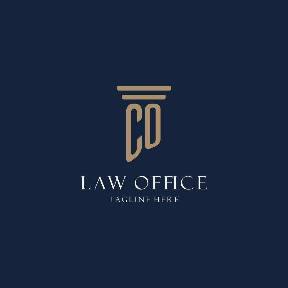 co logo monogramme initial pour cabinet d'avocats, avocat, avocat avec style pilier vecteur