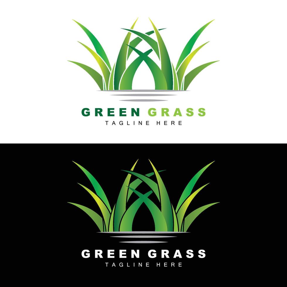 création de logo d'herbe verte, illustration de paysage de ferme, vecteur de paysage naturel