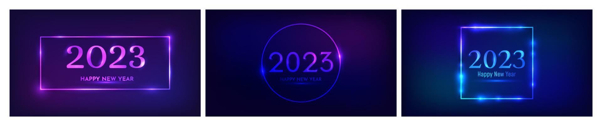 2023 bonne année fond néon vecteur