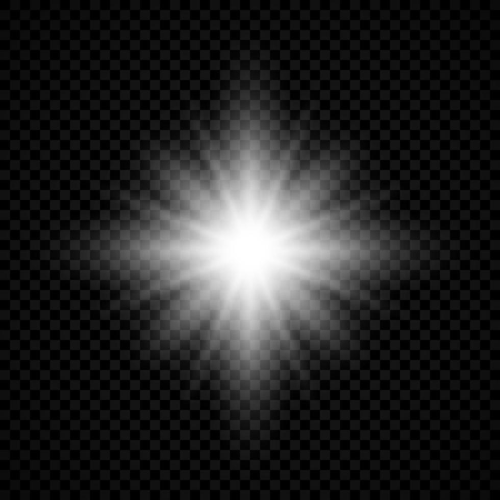 effet de lumière des fusées éclairantes. effets de starburst de lumières rougeoyantes blanches avec des étincelles sur un fond transparent. illustration vectorielle vecteur