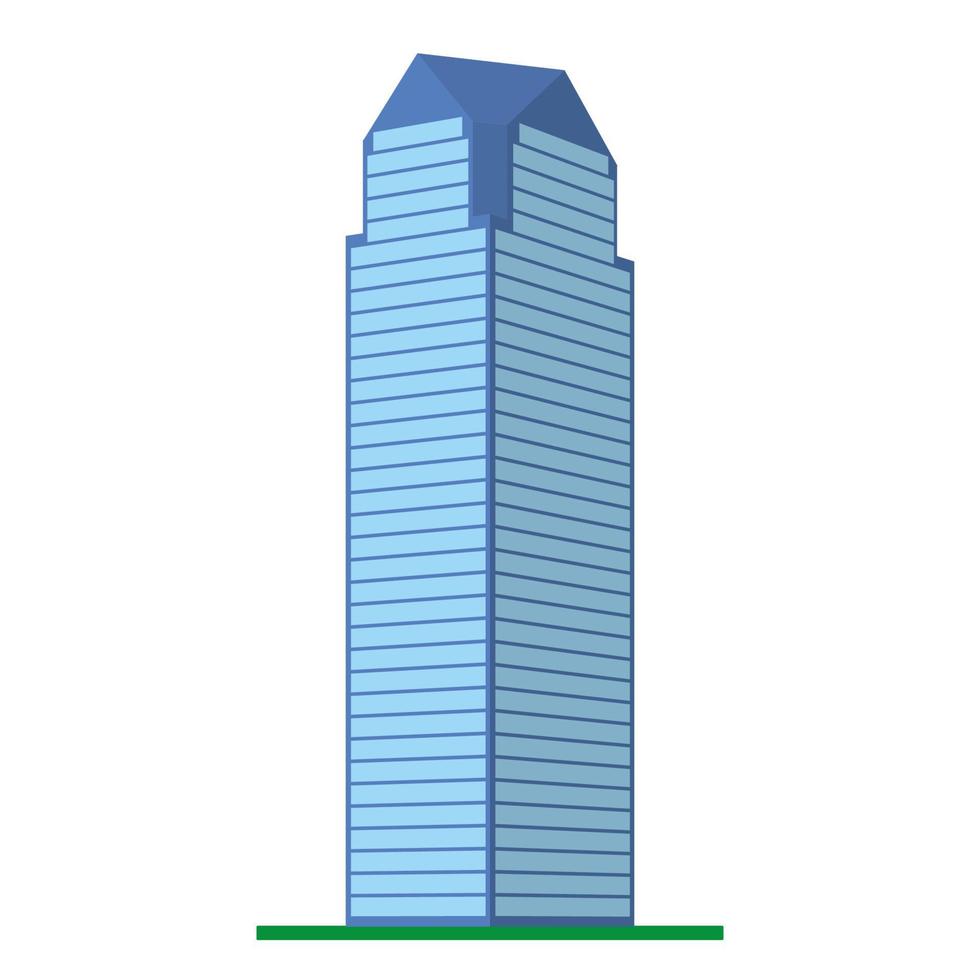 un immeuble de grande hauteur moderne sur fond blanc. vue du bâtiment depuis le bas. illustration vectorielle isométrique. vecteur