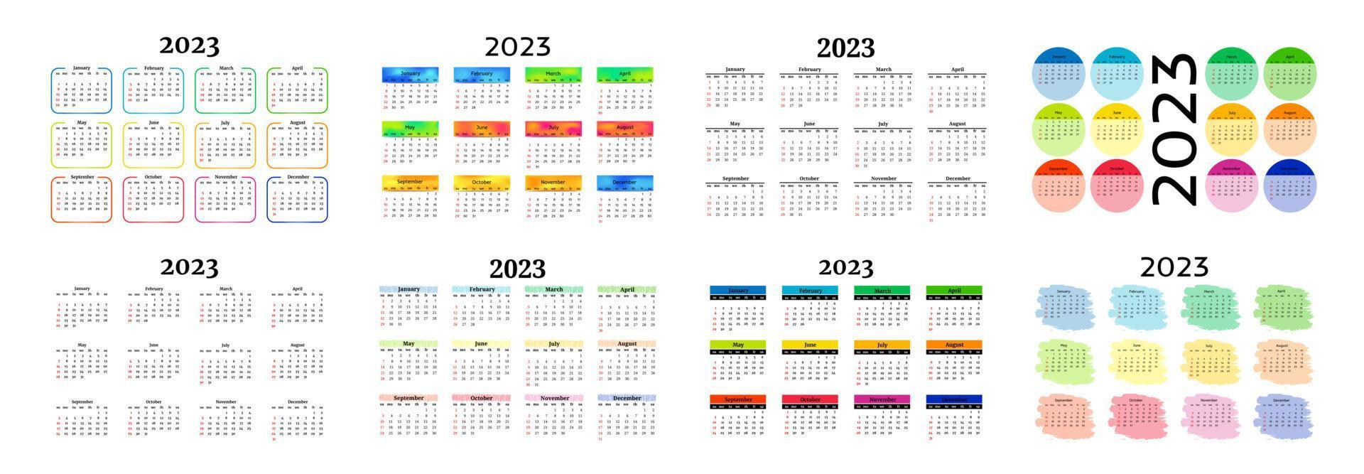 calendrier pour 2023 isolé sur fond blanc vecteur