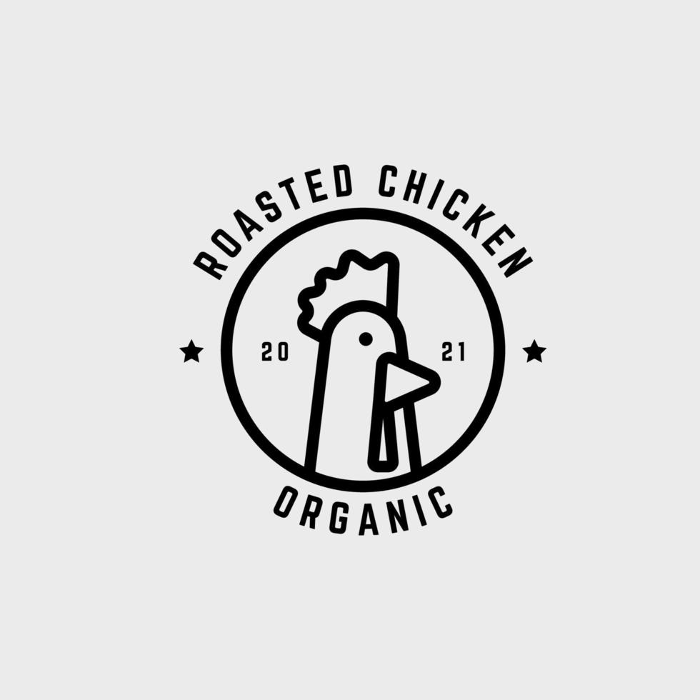 inspiration de badge de logo de viande de poulet rôti simple, bon pour le dessin au trait vecteur de logo d'aliments biologiques