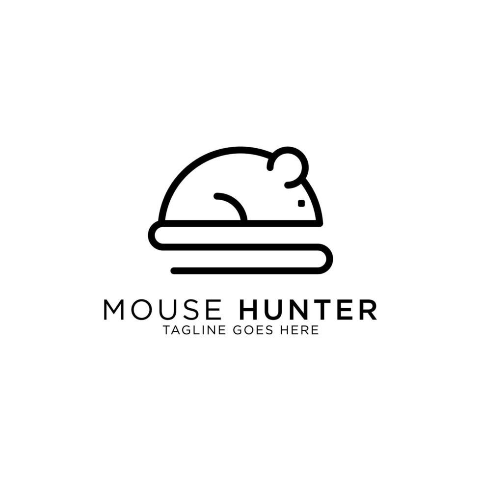 vecteur de conception de logo d'art de ligne de chasseur de souris, idéal pour les inspirations de logo animal