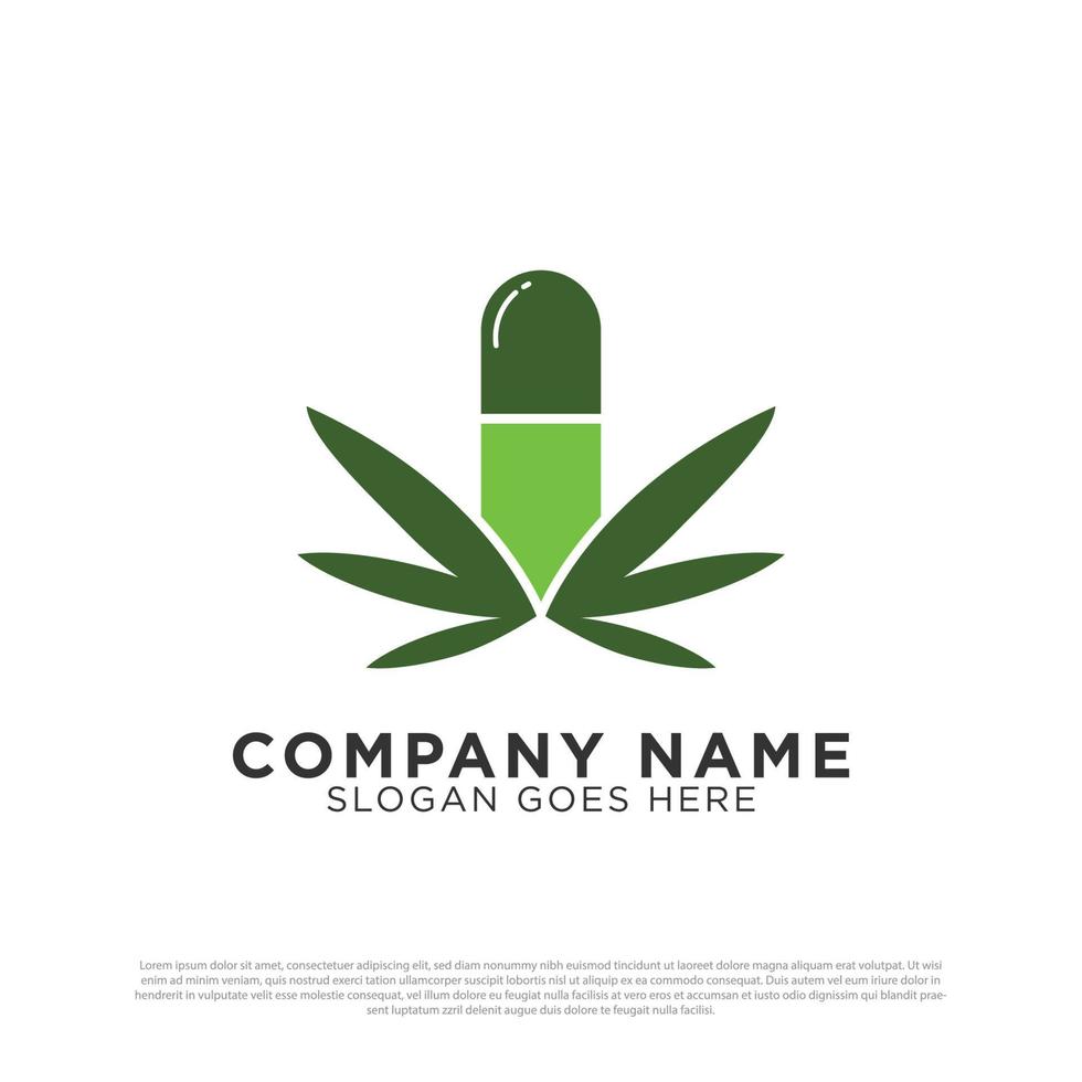 vecteur de conception de logo médical de cannabis et de marijuana. illustration vectorielle et modèle de logotype