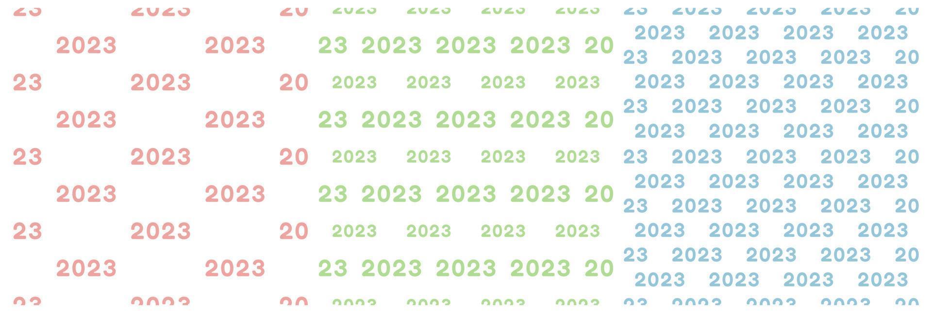 ensemble de modèle sans couture de bonne année 2023 avec décoration dans le modèle illustration plate de dessin animé dessiné à la main vecteur