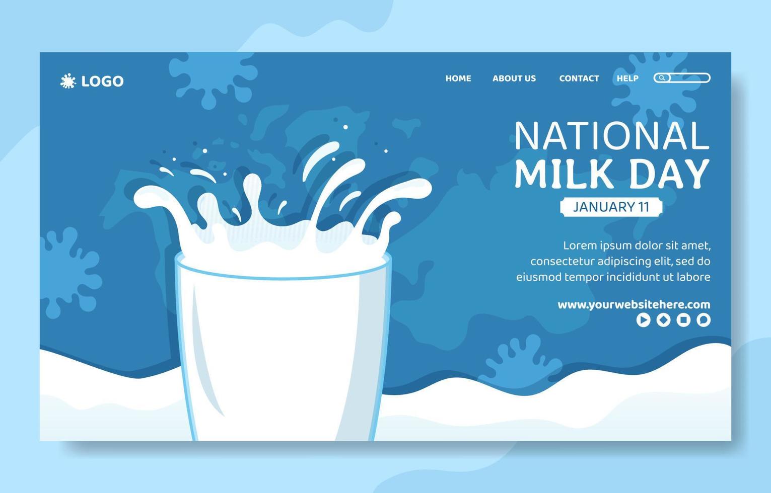 page de destination des médias sociaux de la journée nationale du lait dessin animé plat illustration de modèles dessinés à la main vecteur