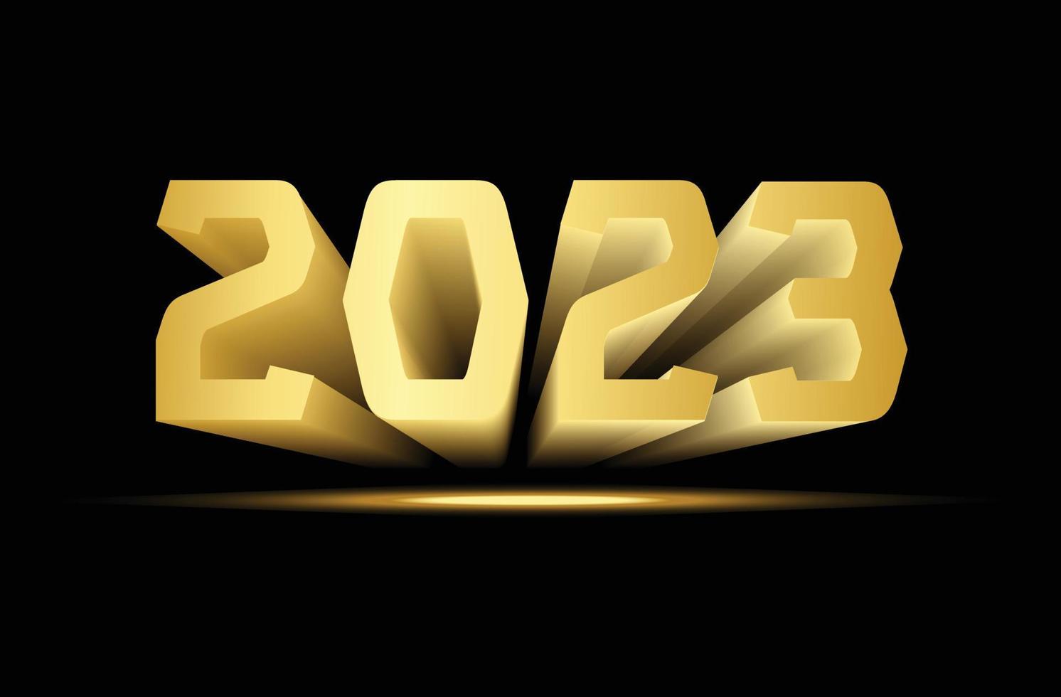 beau texte de style 3d doré bonne année 2023 vecteur