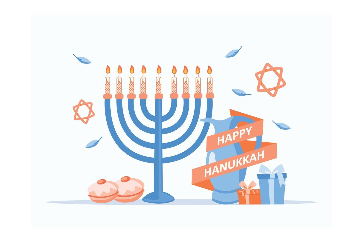 main esquissée logotype heureux hanukkah, insigne et typographie d'icône. lettrage dessiné à la main du modèle de logo happy hanukkah. modèle de carte de joyeux hanukkah, illustration moderne de vecteur plat