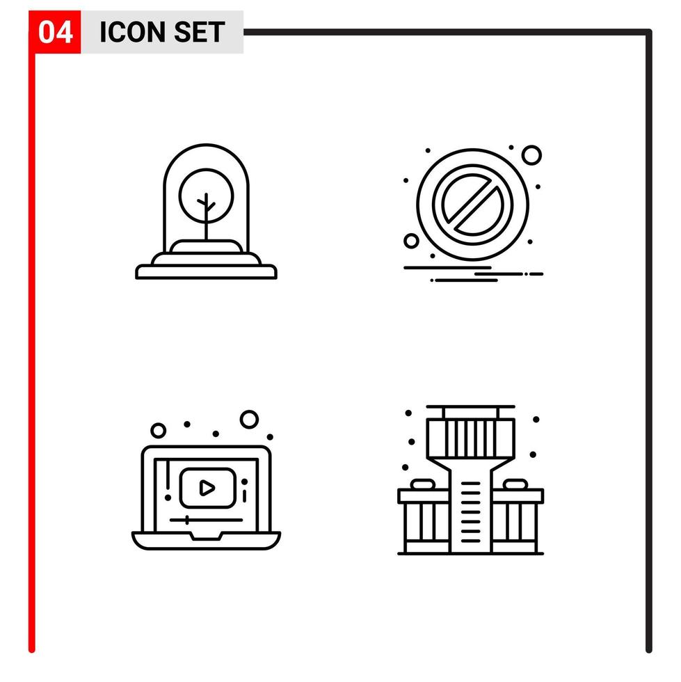 4 icônes générales pour la conception de sites Web d'impression et d'applications mobiles 4 signes de symboles de contour isolés sur fond blanc 4 pack d'icônes vecteur