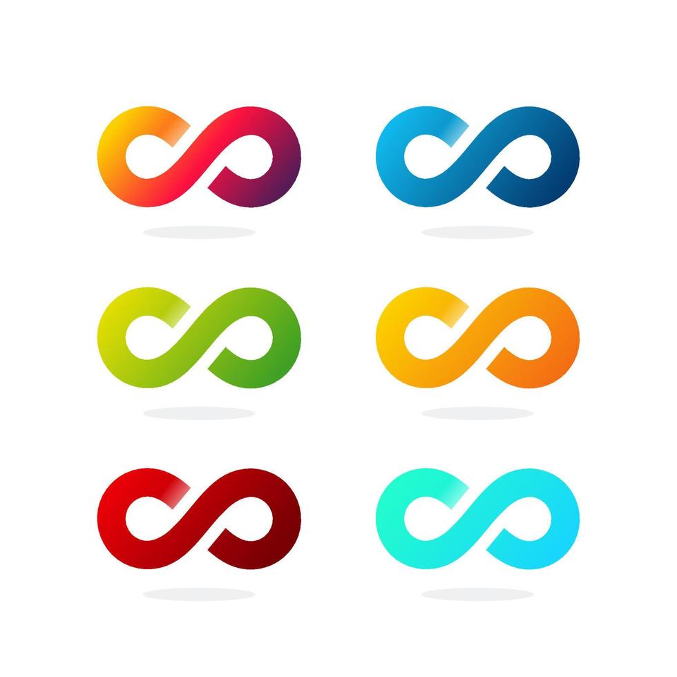 ensemble de modèle d'icône logo infini coloré vecteur