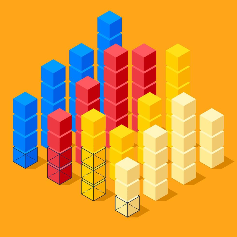 infographie à plat avec des cubes et des structures câblées vecteur