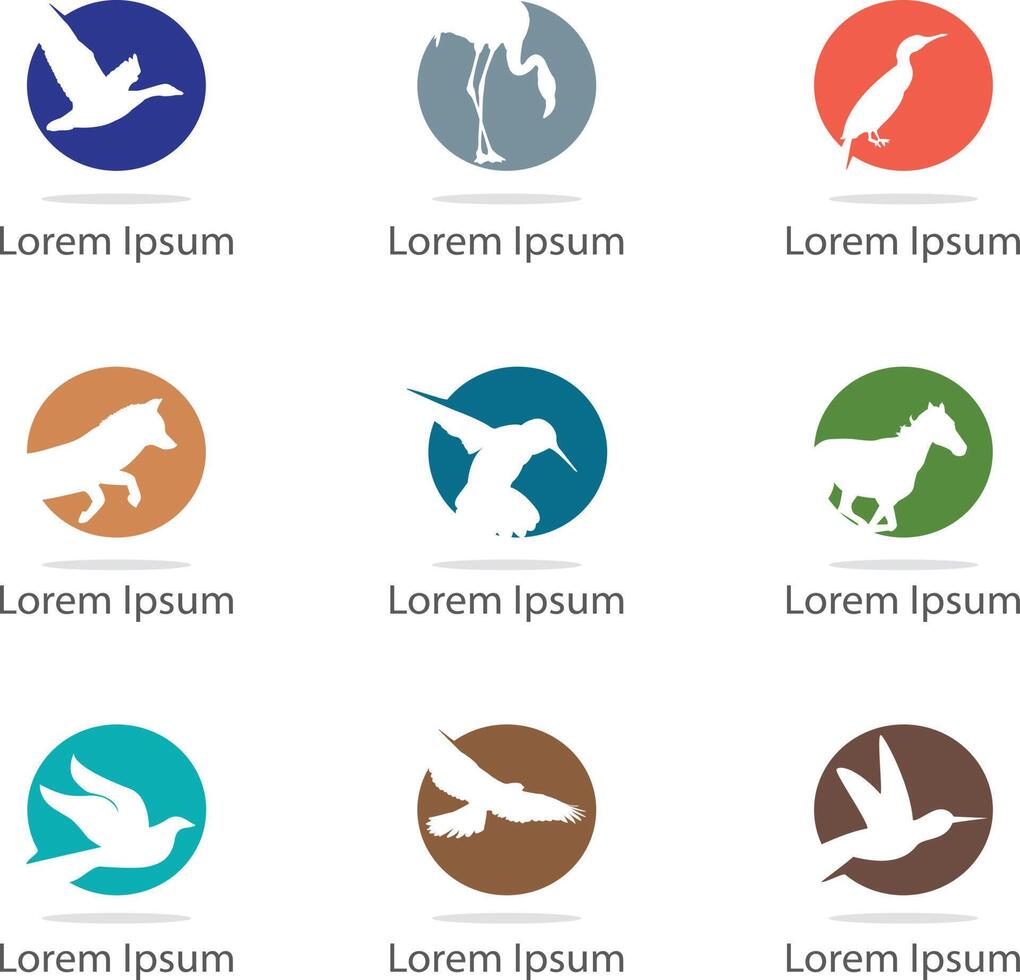 collection de logos d'animaux et d'oiseaux, vecteur animal, illustration d'oiseaux