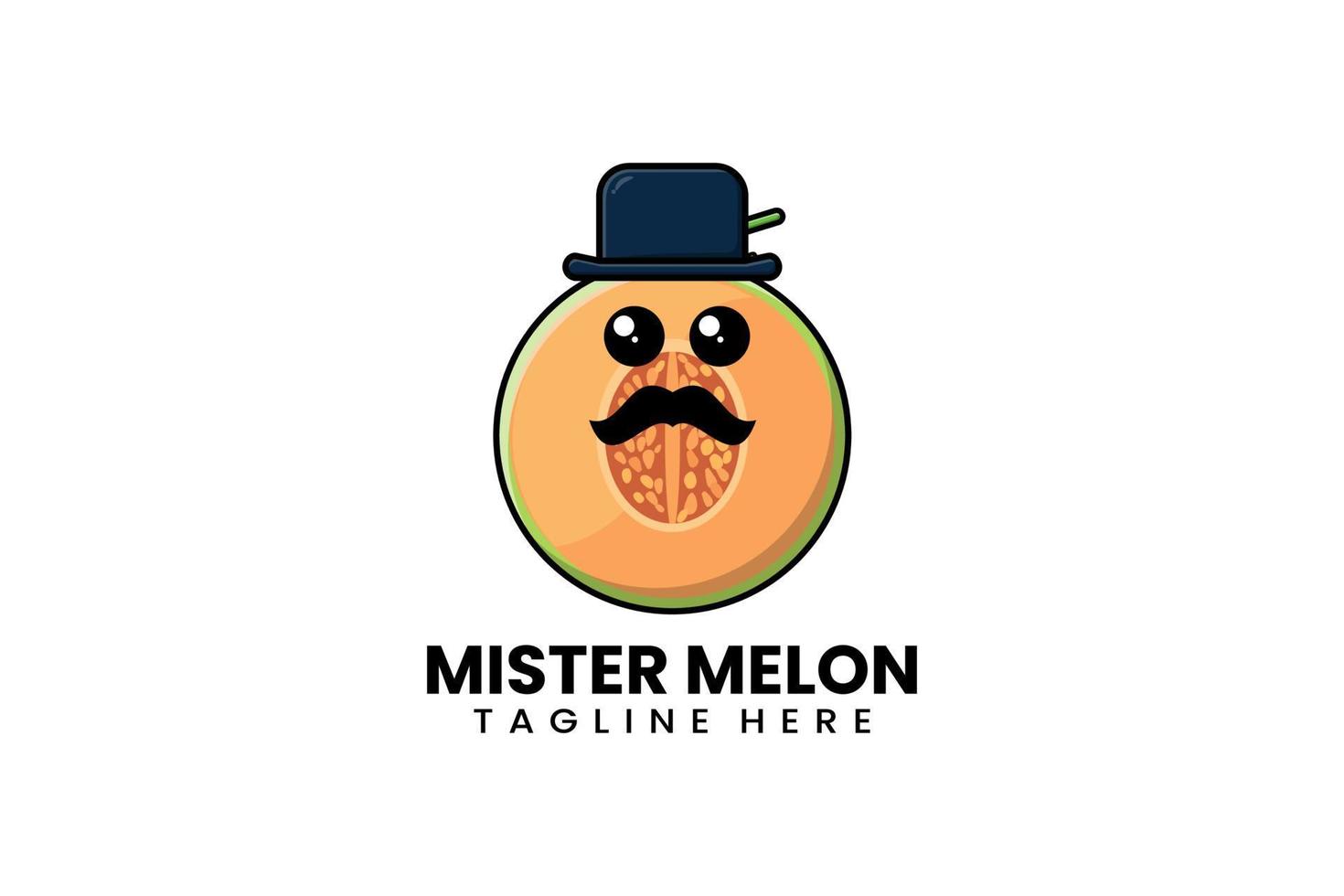 modèle moderne plat logo de fruits monsieur melon vecteur