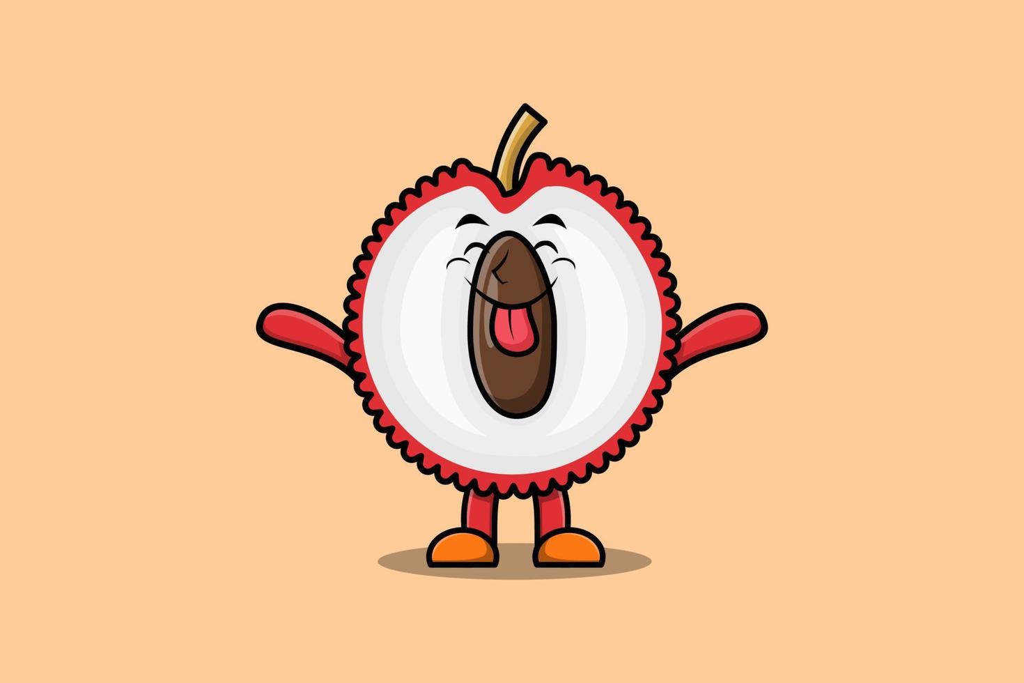 litchi de dessin animé mignon avec une expression flashy vecteur