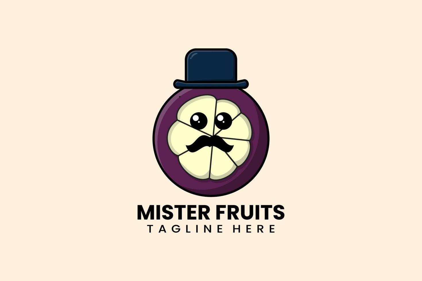 modèle plat moderne monsieur mangoustan fruits logo vecteur