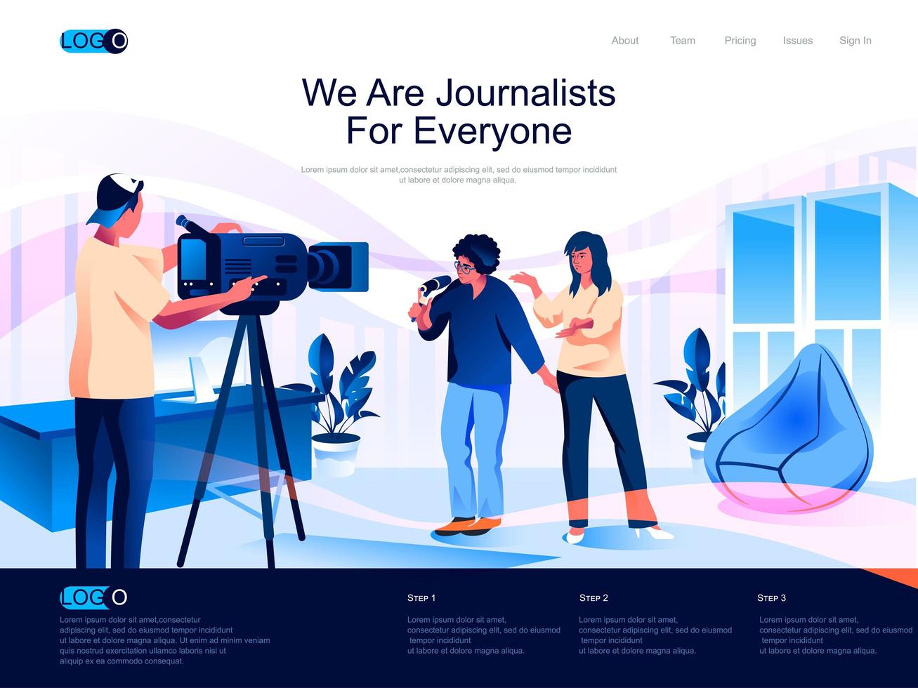 nous sommes des journalistes pour tout le monde landing page vecteur