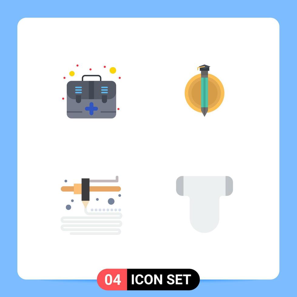 groupe de 4 icônes plates modernes définies pour le kit d'impression d'aide mémoires bonus éléments de conception vectoriels modifiables vecteur