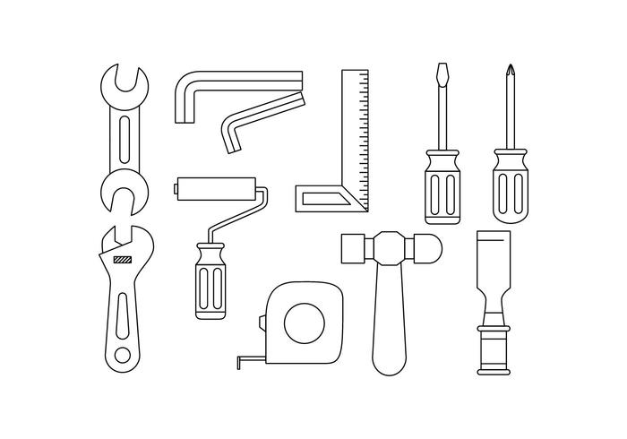 Outils gratuits ligne de matériel icone vecteur