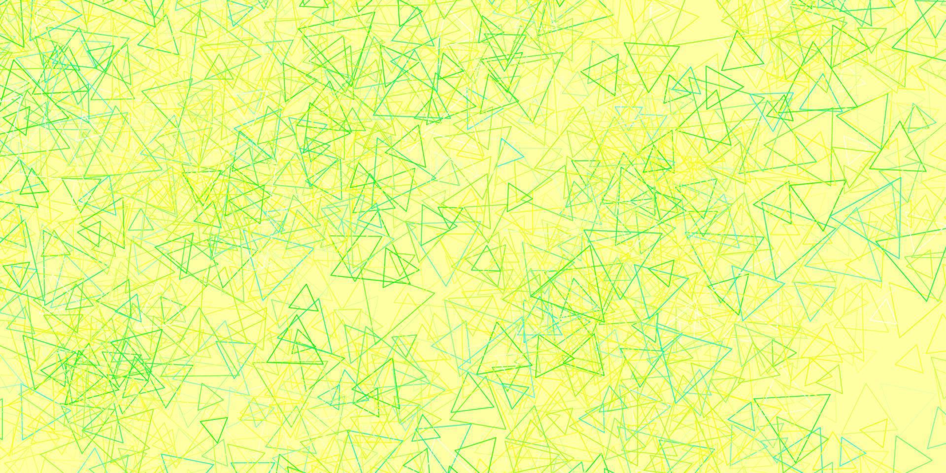 texture de vecteur vert clair, jaune avec des triangles aléatoires.