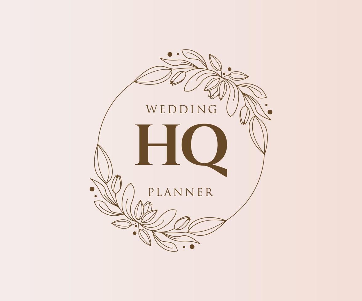 hq initiales lettre mariage monogramme logos collection, modèles minimalistes et floraux modernes dessinés à la main pour cartes d'invitation, réservez la date, identité élégante pour restaurant, boutique, café en image vectorielle vecteur