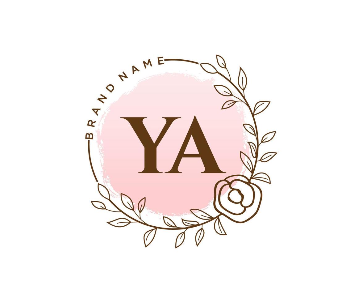 initial ya logo féminin. utilisable pour les logos nature, salon, spa, cosmétique et beauté. élément de modèle de conception de logo vectoriel plat.