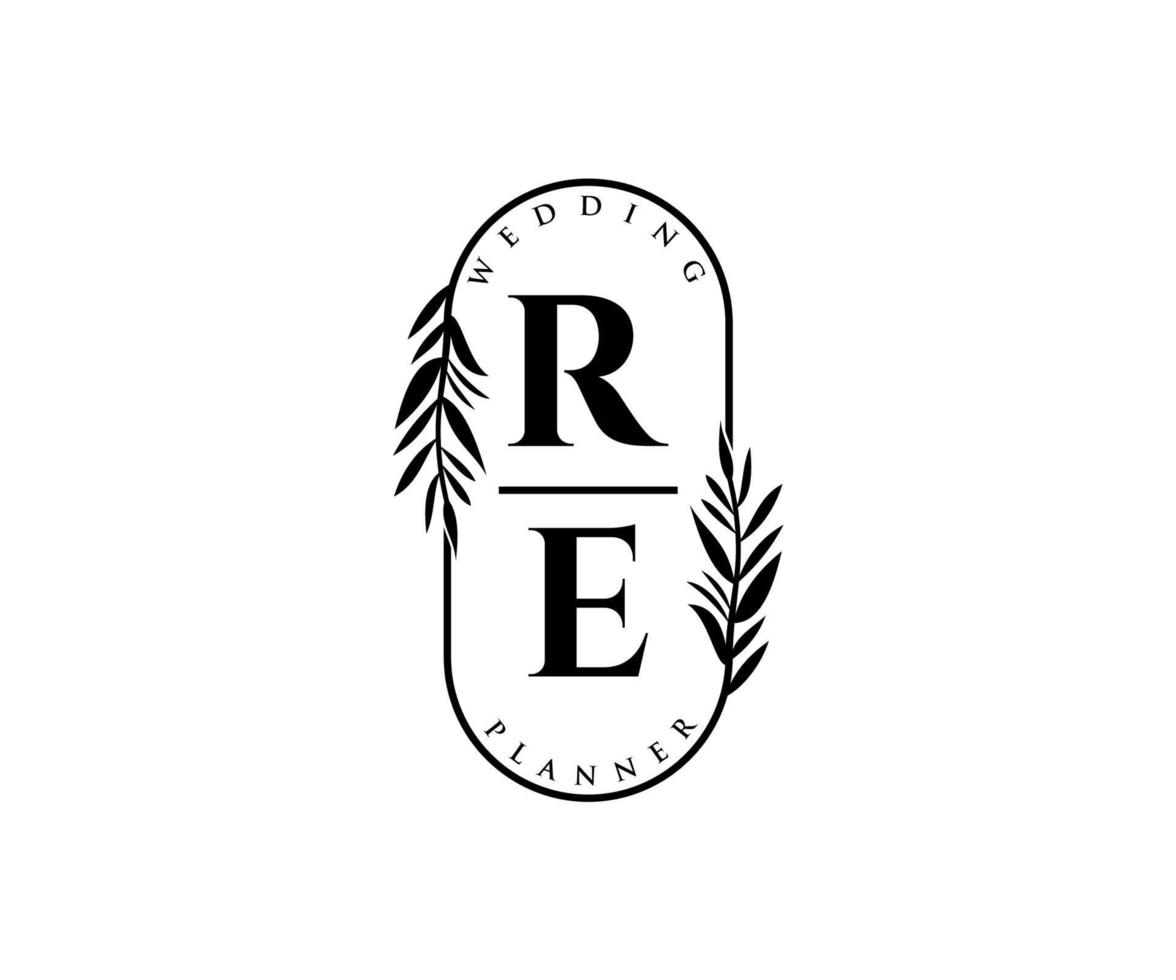 collection de logos de monogramme de mariage lettre initiales, modèles minimalistes et floraux modernes dessinés à la main pour cartes d'invitation, réservez la date, identité élégante pour restaurant, boutique, café en image vectorielle vecteur