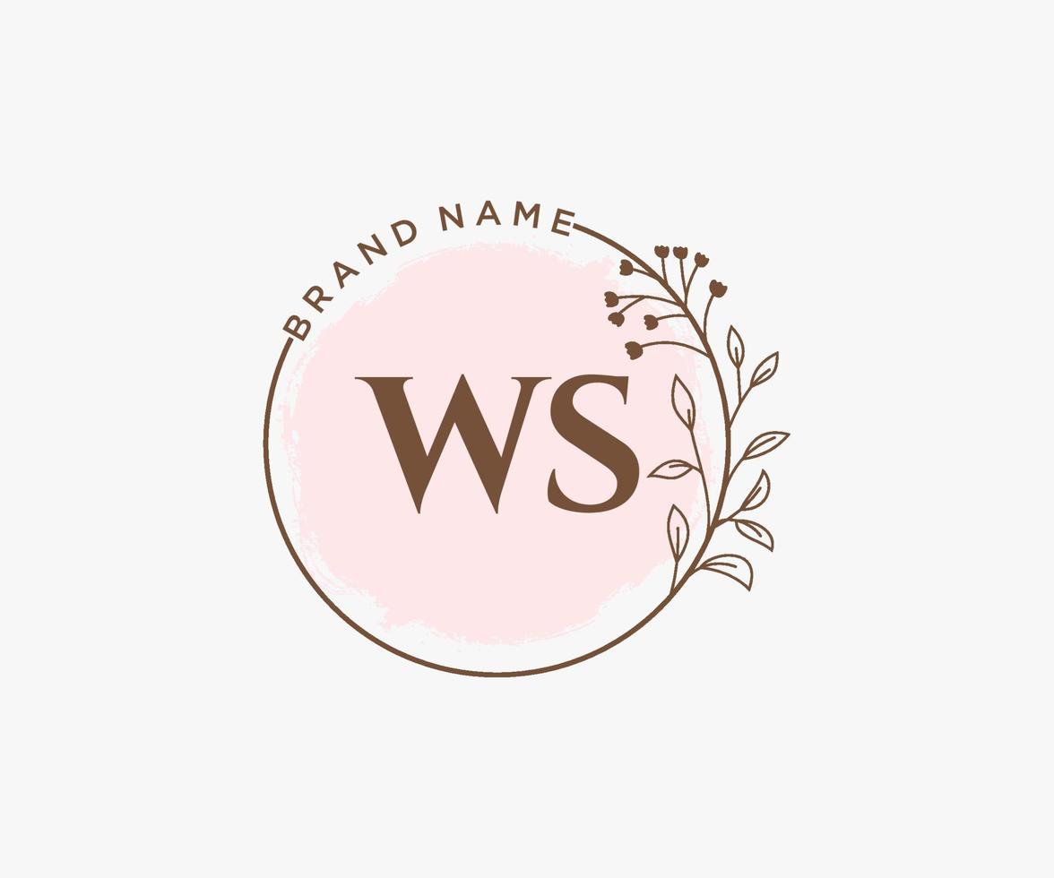 initiale ws logo féminin. utilisable pour les logos nature, salon, spa, cosmétique et beauté. élément de modèle de conception de logo vectoriel plat.