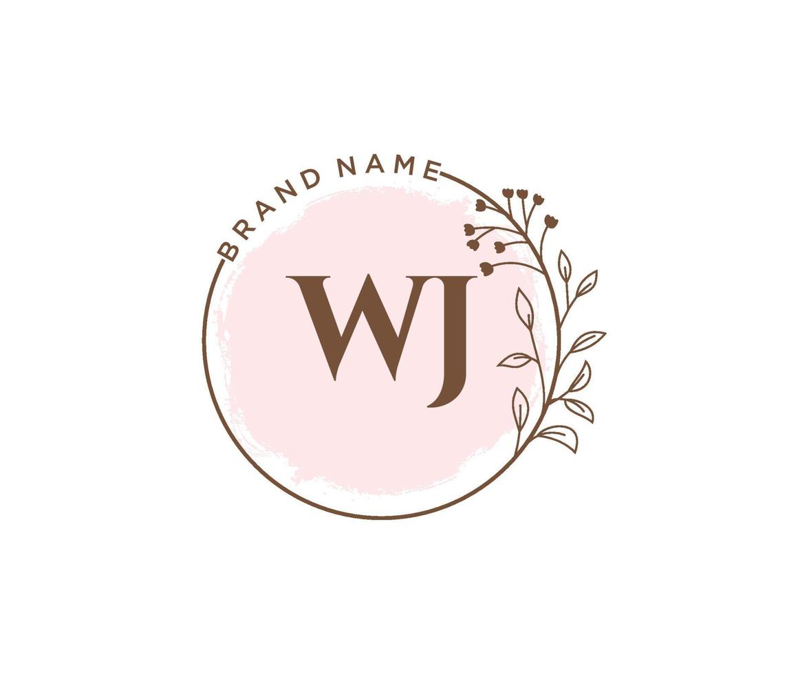 initiale wj logo féminin. utilisable pour les logos nature, salon, spa, cosmétique et beauté. élément de modèle de conception de logo vectoriel plat.