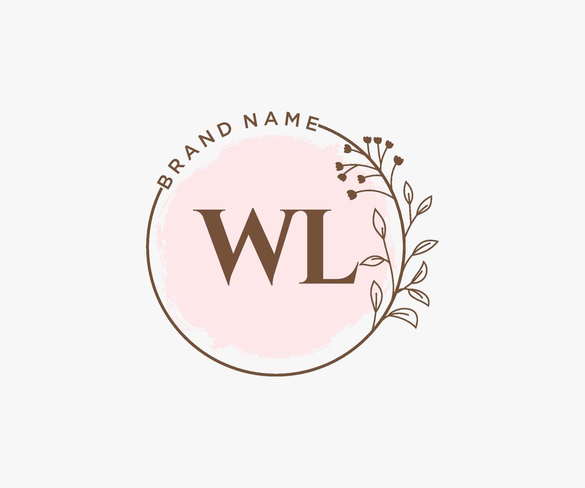 logo féminin wl initial. utilisable pour les logos nature, salon, spa, cosmétique et beauté. élément de modèle de conception de logo vectoriel plat.