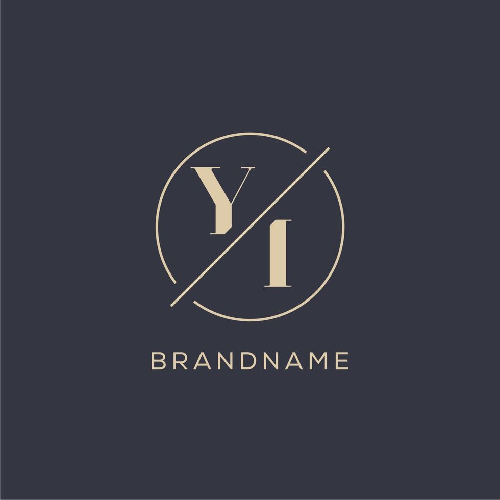 logo de la lettre initiale yi avec une ligne de cercle simple, style de logo monogramme au look élégant vecteur