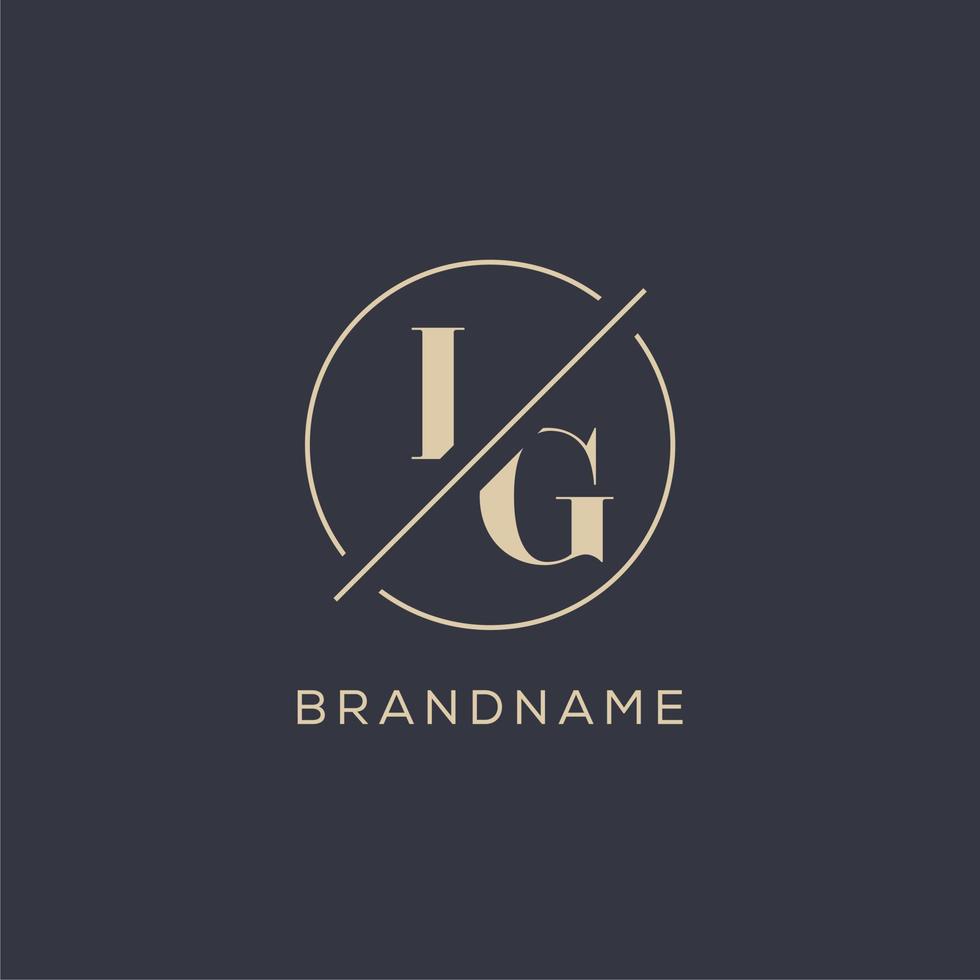 logo de la lettre initiale ig avec une ligne de cercle simple, style de logo monogramme au look élégant vecteur