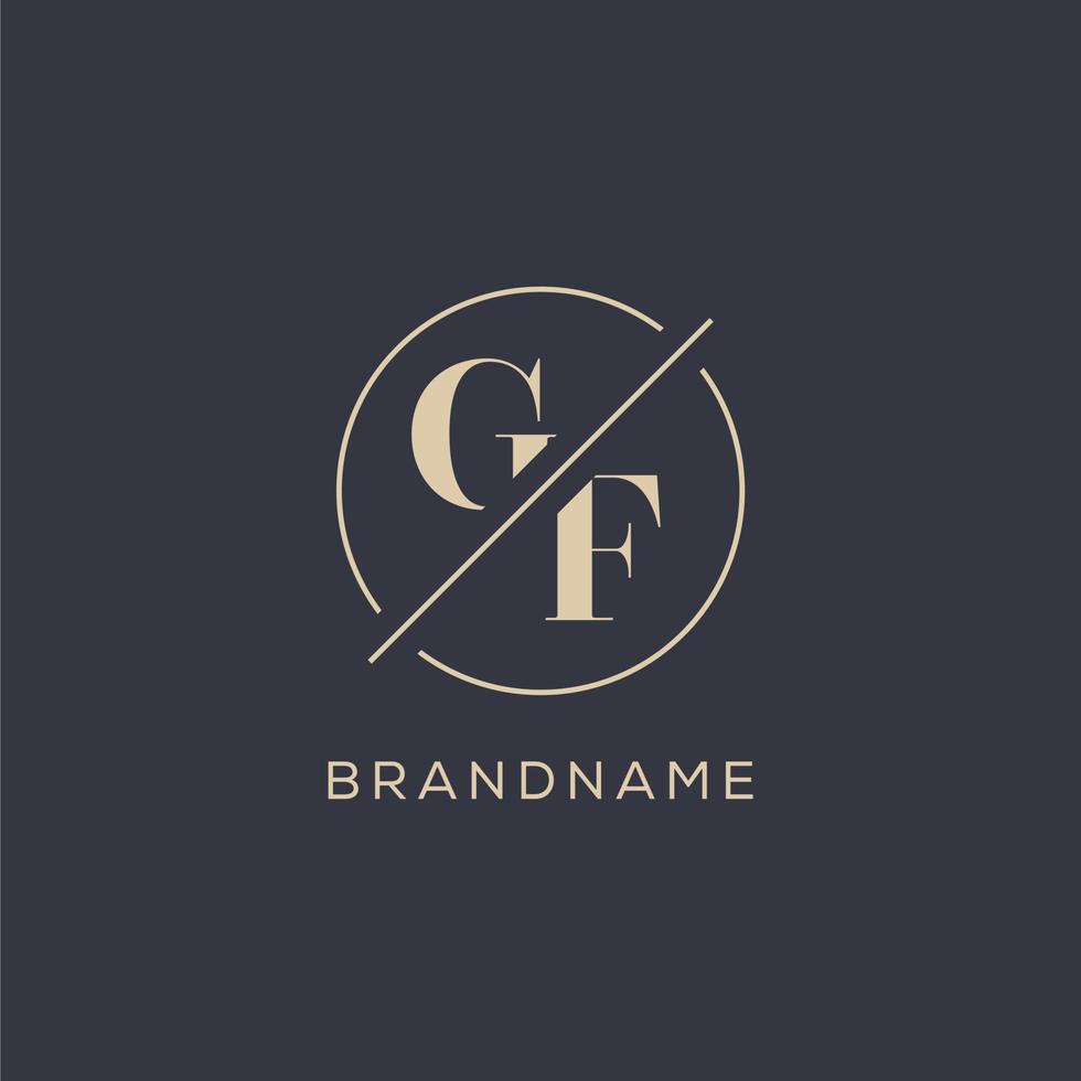 logo de lettre initiale gf avec ligne de cercle simple, style de logo monogramme au look élégant vecteur