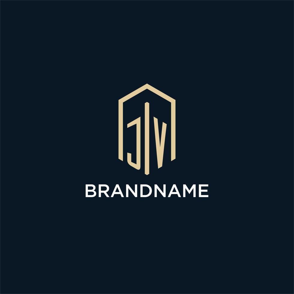 jv logo monogramme initial avec style de forme hexagonale, inspiration d'idées de conception de logo immobilier vecteur