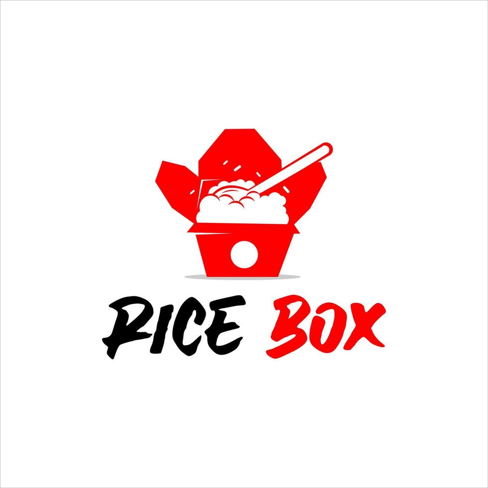 illustration de nourriture de conception de logo de boîte de riz vecteur
